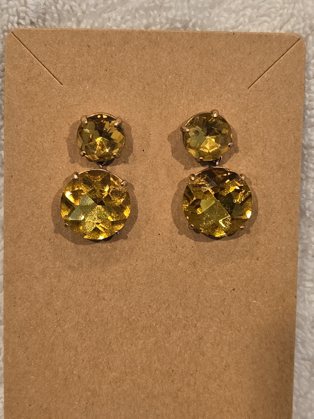 J. Crew Gold-Tone Yellow Crystal Double Drop Earrings